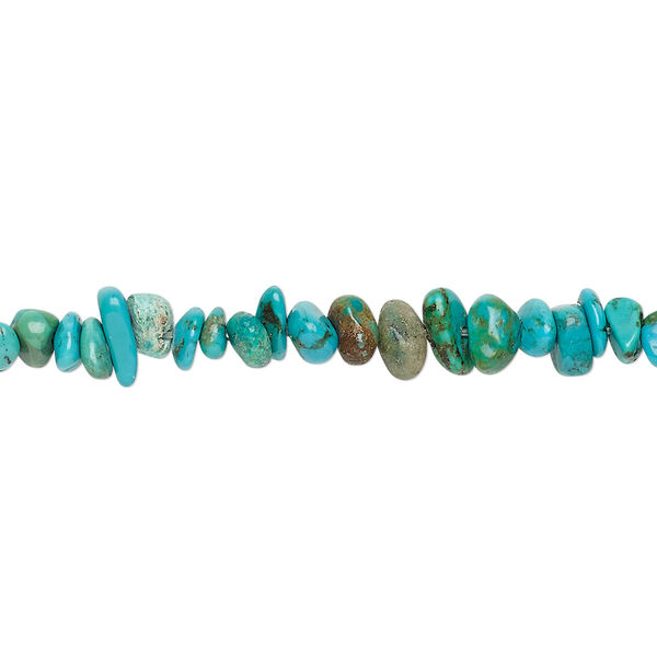 Bead, turquoise (dyed / stabilized), small to medium chip, Mohs hardness 5 to 6. Sold per 15-1/2 to 16-inch strand. image number 0