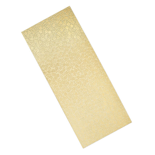 Sheet, brass, 6x2-1/2 inch single-sided rectangle with embossed small floral pattern, 24 gauge. Sold individually. image number 0
