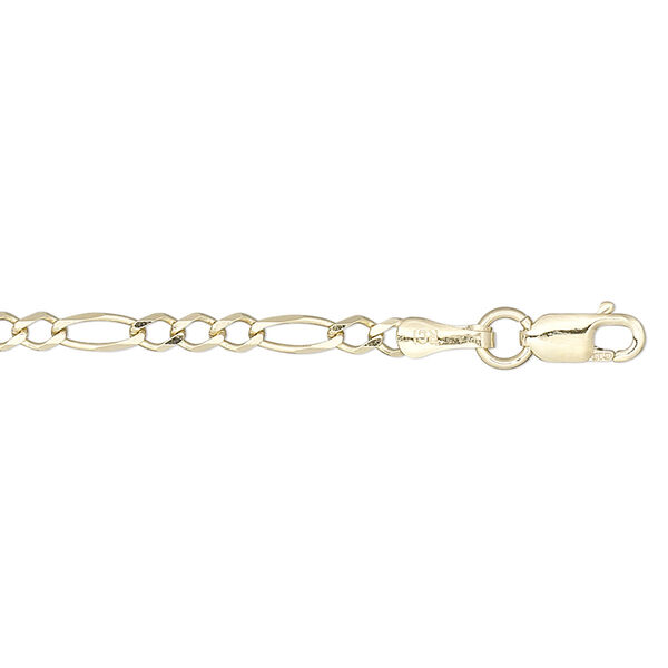 Chain, 14Kt gold, 2.6mm beveled figaro, 16 inches with lobster claw clasp. Sold individually. image number 0