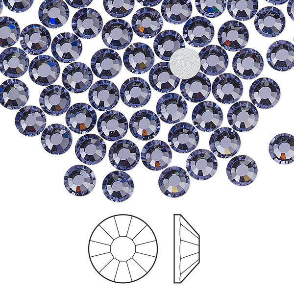 Flat back 144pk tanzanite foil back, Preciosa Viva 12® Czech crystal rhinestone 4.6-4.8mm chaton rose round SS20 image number 0