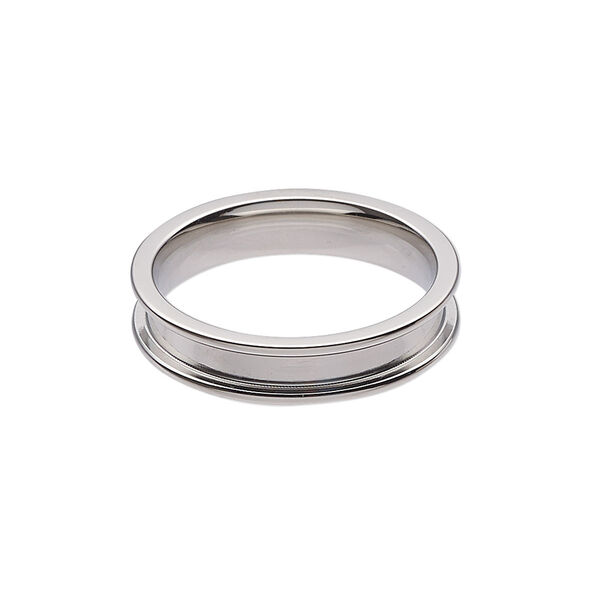 Ring, stainless steel, 5mm wide band with 2.9mm wide channel, size 10. Sold individually. image number 0