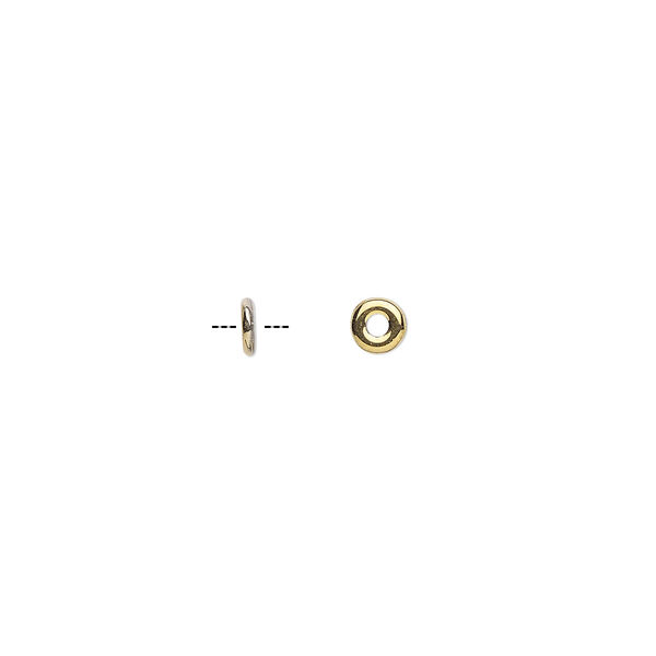 Bead, Czech pressed glass, translucent clear with half-coat bronze gold, 4x1mm ring. Sold per pkg of 100. image number 0