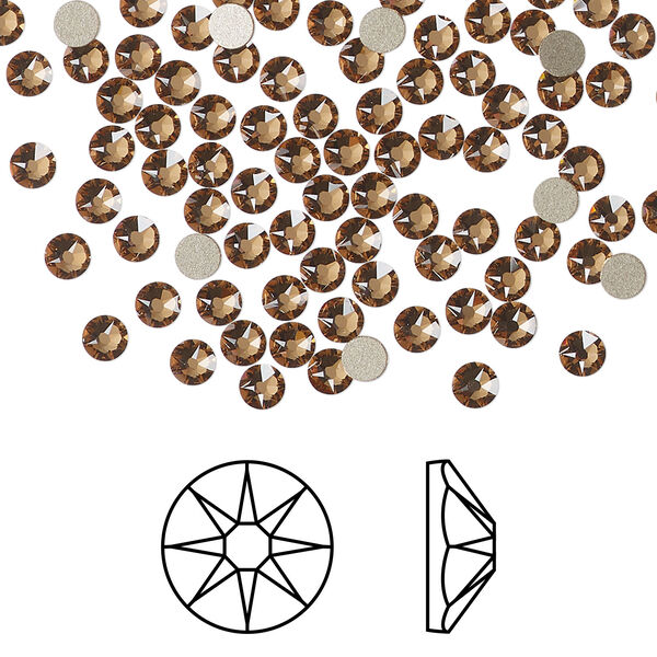 Flat back 1pkg144 light smoked topaz foil back, Crystal Passions® Regenerated 3-3.2mm rose round SS12 2088 image number 0