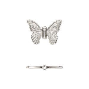 Bead, JBB Findings, antiqued sterling silver, 17x13mm butterfly. Sold individually.