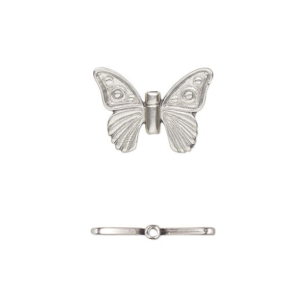 Bead, JBB Findings, antiqued sterling silver, 17x13mm butterfly. Sold individually. image number 0