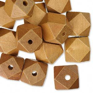 Bead, wood (dyed), brown, 20x20mm hand-cut faceted cube. Sold per pkg of 25.