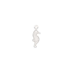 Charm, sterling silver, 11x5mm single-sided seahorse. Sold per pkg of 2.