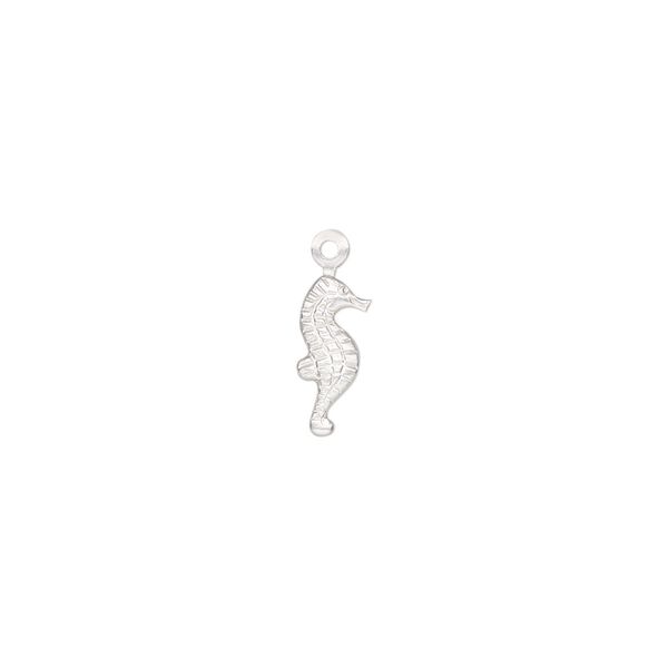 Charm, sterling silver, 11x5mm single-sided seahorse. Sold per pkg of 2. image number 0