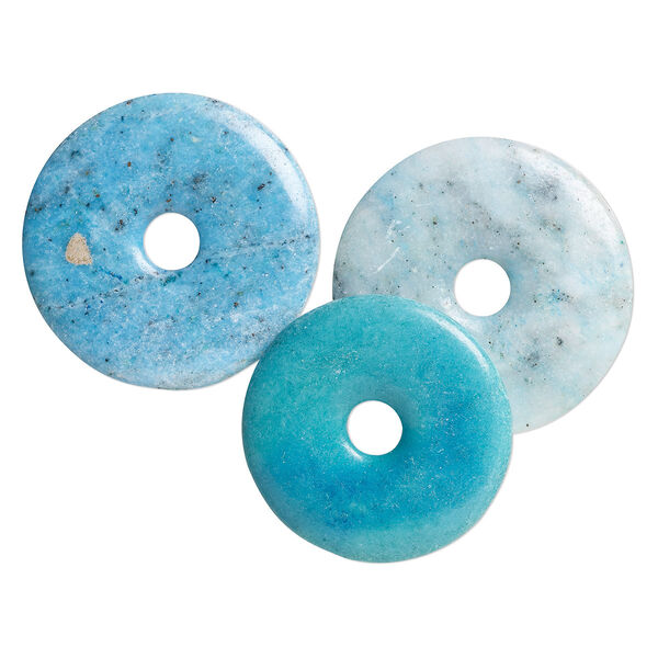 Focal mix, "turquoise" (resin) (imitation), multi-blue, 50-55mm donut, Mohs hardness 5 to 6. Sold per pkg of 3. image number 0