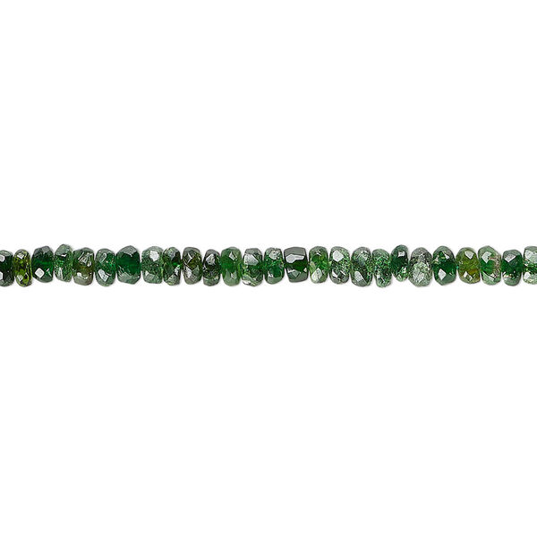 Bead, chrome diopside (natural), dark, 3x1mm-4x2mm hand-cut faceted rondelle with 0.4-0.6mm hole, C+ grade, Mohs hardness 5-1/2 to 6. Sold per 6-inch strand. image number 0