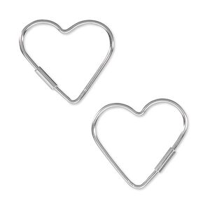 Earring, sterling silver, 20mm open heart wire hoop. Sold per pair.