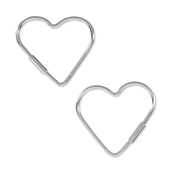 Earring, sterling silver, 20mm open heart wire hoop. Sold per pair. image number 0