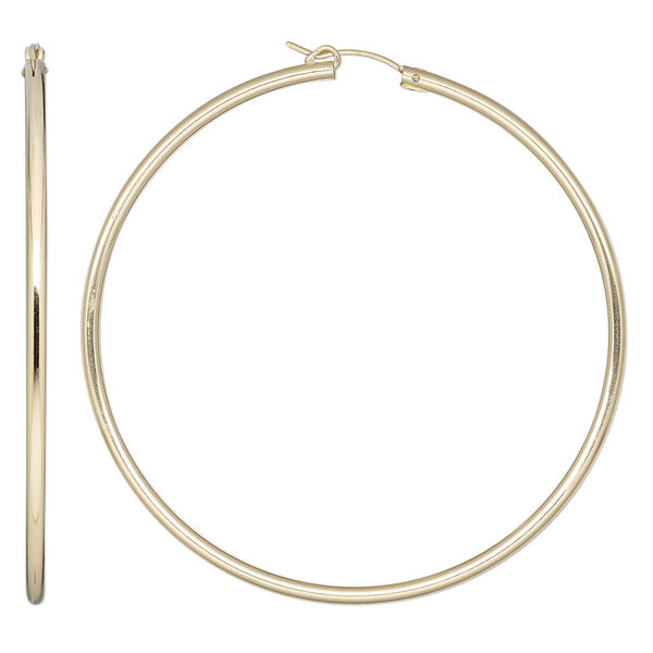 Earring, Create Compliments®, 14Kt gold-filled, 65mm flexible round hoop with latch-back closure. Sold per pair. image number 0