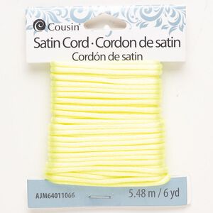 Cord, satin, neon yellow, 2mm round. Sold per pkg of 6 yards.