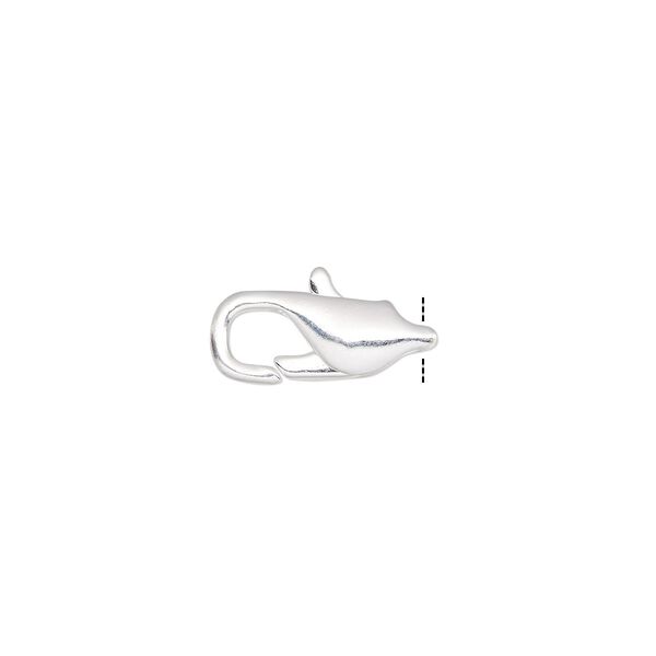 Clasp, lobster claw, silver-plated brass, 11x5mm flat design. Sold per pkg of 10. image number 0