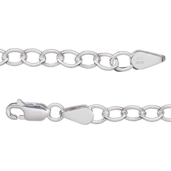 Bracelet, sterling silver, 5mm cable, 7 inches with lobster claw clasp. Sold individually. image number 0