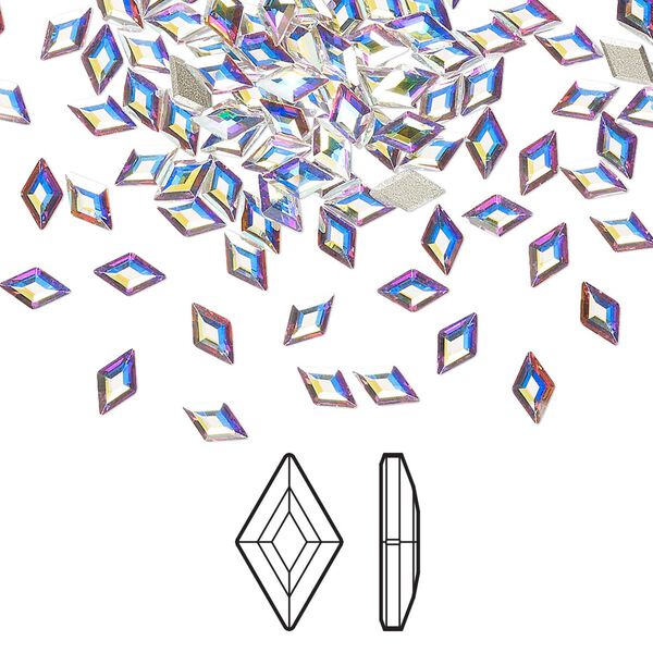 Flat back 288pk crystal AB foil back, Swarovski® 5x3mm diamond 2773 image number 0