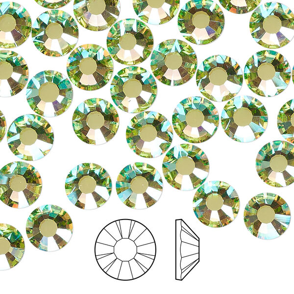Flat back 12pk limecicle AB foil back, Preciosa MAXIMA Czech crystal rhinestone 7.069-7.272mm chaton rose round SS34 image number 0