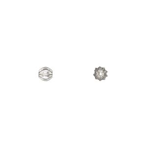Bead, silver-plated brass, 4mm corrugated round. Sold per pkg of 50.