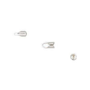 Cord end, fold-over, sterling silver, 6x3mm round, 2mm inside diameter. Sold per pkg of 10.