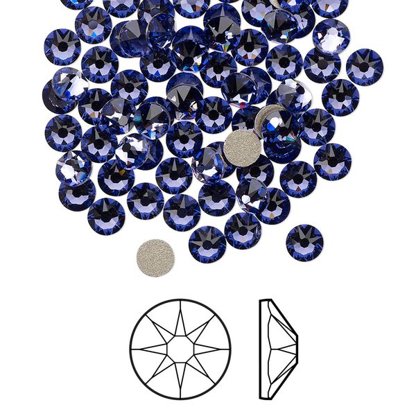 Flat back 144pk tanzanite foil back, Crystal Passions® 3.8-4mm rose round SS16 2088 image number 0