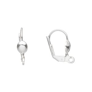 Ear wire leverback 1pkg2 sterling silver, 18mm / 7x5mm oval / open loop, 1 pair