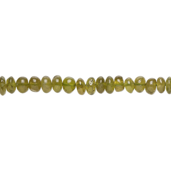 Bead, grossularite garnet (natural), 4x2mm-5x3mm hand-cut rondelle with 0.4-1.4mm hole, C+ grade, Mohs hardness 6-1/2 to 7-1/2. Sold per 14-inch strand, approximately 140 beads. image number 0