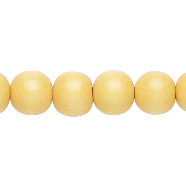 Bead, Taiwanese cheesewood (dyed / waxed), dark yellow, 9-10mm round. Sold per pkg of (2) 15-1/2" to 16" strands. image number 0