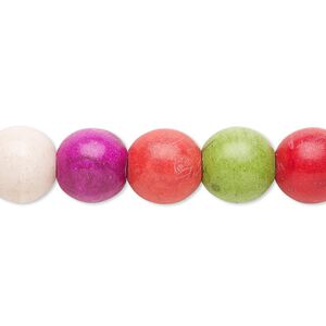 Bead, "howlite" (imitation) resin, mixed colors, 10-11mm round. Sold per 15-inch strand.