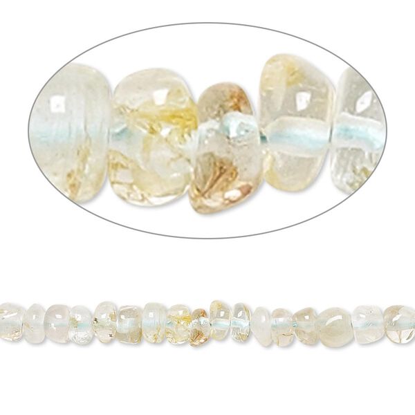 Bead, quartz crystal and aquamarine (natural / heated), 3x1mm-4x3mm hand-cut rondelle, D grade, Mohs hardness 7-1/2 to 8. Sold per 14-inch strand. image number 0