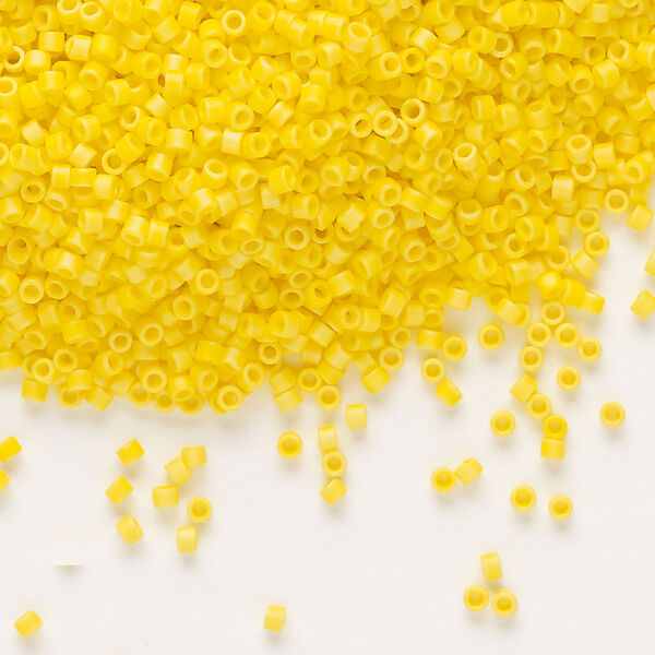 Seed bead, Delica®, glass, pkg/7.5g, #11 round, opaque matte rainbow canary (DB-1592). image number 0
