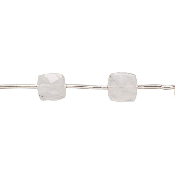 Rainbow moonstone 1pkg11, hand-cut faceted cube bead natural C+ grade, 6mm-8x7mm image number 0
