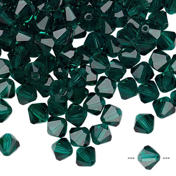 Bead 24pk emerald, Preciosa Czech crystal 6mm bicone image number 0