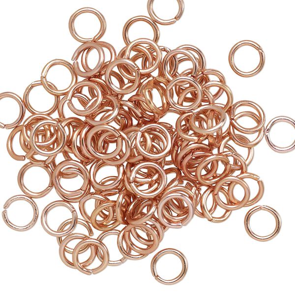 Jump ring, anodized aluminum, copper, 5.5mm round, 3.5mm inside diameter, 18 gauge. Sold per pkg of 100. image number 0
