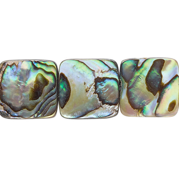 Bead, paua shell and resin (assembled), 15x15mm flat square. Sold per 15-1/2" to 16" strand. image number 0