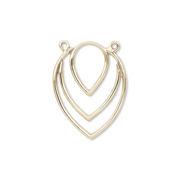 Link, antiqued brass, 24x18mm triple open teardrop. Sold per pkg of 4. image number 0