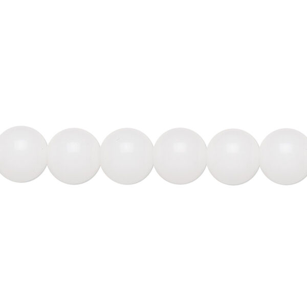 Bead, vintage Japanese glass, opaque white, 8mm round. Sold per 24-inch strand. image number 0