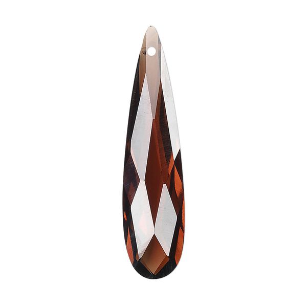Focal, cubic zirconia, brown, 36x9mm faceted teardrop, Mohs hardness 8-1/2. Sold per pkg of 2. image number 0