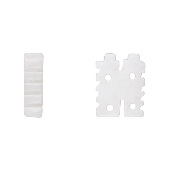 Bead, snow quartz (natural), 16x12mm square with double happiness symbol, B- grade, Mohs hardness 7. Sold per pkg of 2. image number 0