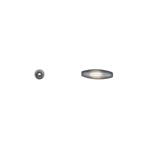 Bead, Navajo pearl style, brushed oxidized sterling silver, 9 x 3mm oval. Sold per pkg of 2. image number 0