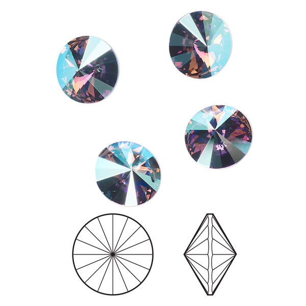 Chaton 4pk tanzanite shimmer foil back, Crystal Passions® rivoli SS47 1122 image number 0