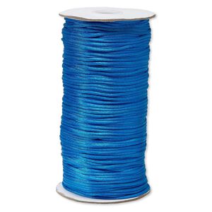 Cord, Satinique™, satin, dark turquoise blue, 2mm regular. Sold per 400-foot spool.