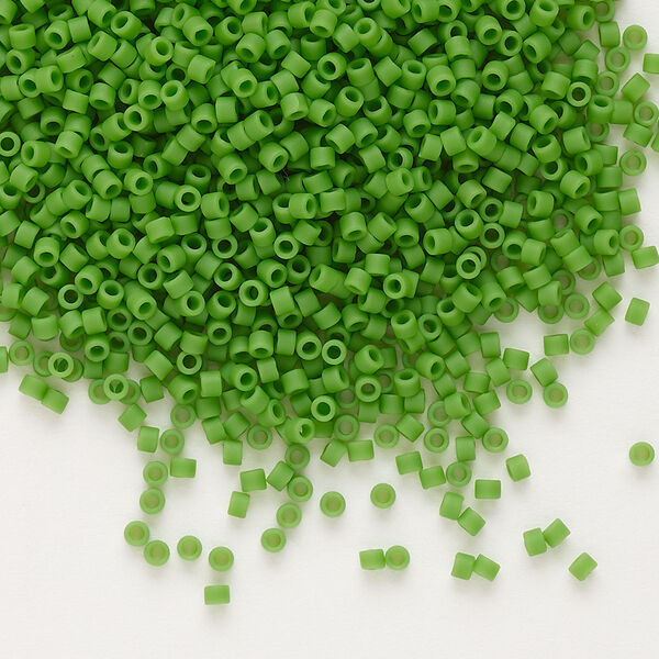 Seed bead, Delica®, glass, pkg/7.5g, #11 round, opaque matte green (DB-0754). image number 0