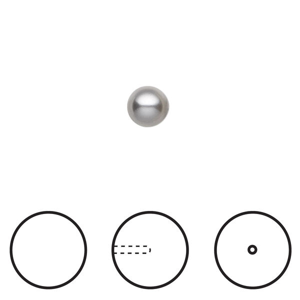 Pearl 500pk grey, Swarovski® 6mm half-drilled round 5818 image number 0
