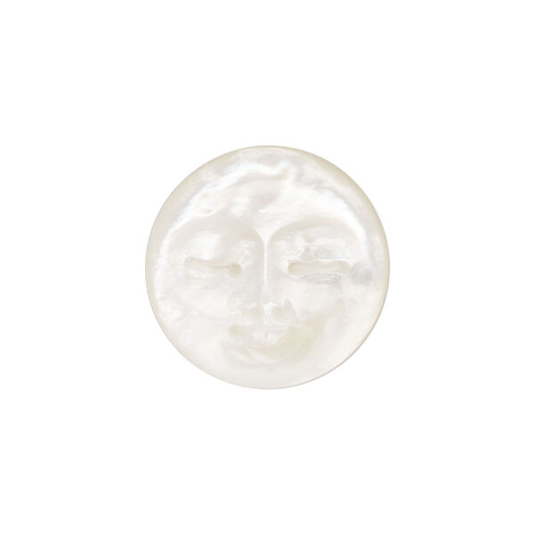 Cabochon, mother-of-pearl shell (bleached), pkg/1, 19-21mm round moon face. image number 0
