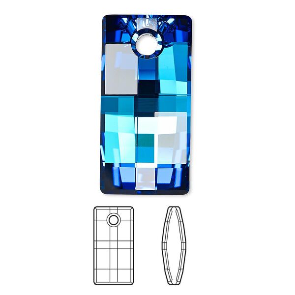 Focal 1pk crystal Bermuda blue P, Crystal Passions® 30x15mm pendant urban 6696 image number 0