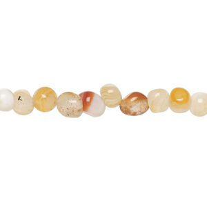 Red agate 1pkg1, pebble bead, 15 inch small to medium / pale