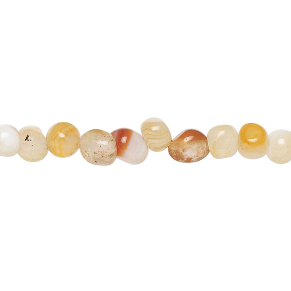 Red agate 1pkg1, pebble bead, 15 inch small to medium / pale image number 0