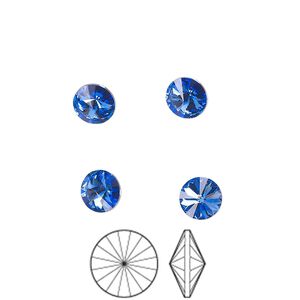 Chaton 12pk sapphire foil back, Preciosa MAXIMA Czech crystal rhinestone 6.14-6.32mm rivoli SS29