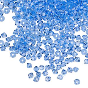 Bead 144pk sapphire, Preciosa Czech crystal 3mm bicone